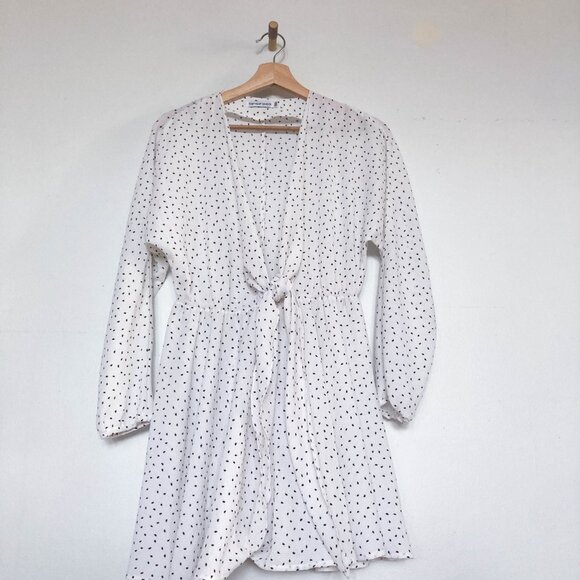 3 FOR $15 White polka dot sheer dress with front knot tie - Picture 6 of 11